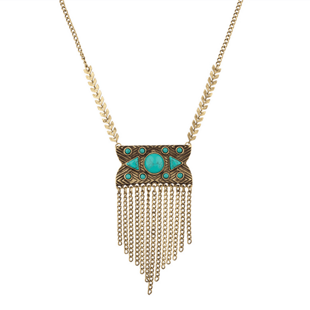 Fashion Gold Plated White/Blue Turquoise tassels Leather Collar Pendant Necklace Fashion Gold Plated White/Blue Turquoise tassels Leather Collar Pendant Necklace